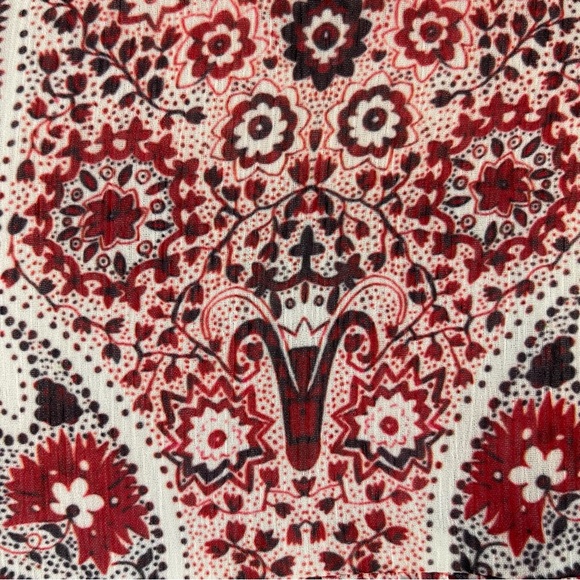 Alice + Olivia Anabel Boho Paisley Floral Bow Tie Blouse Top S Rust Black - Picture 7 of 12